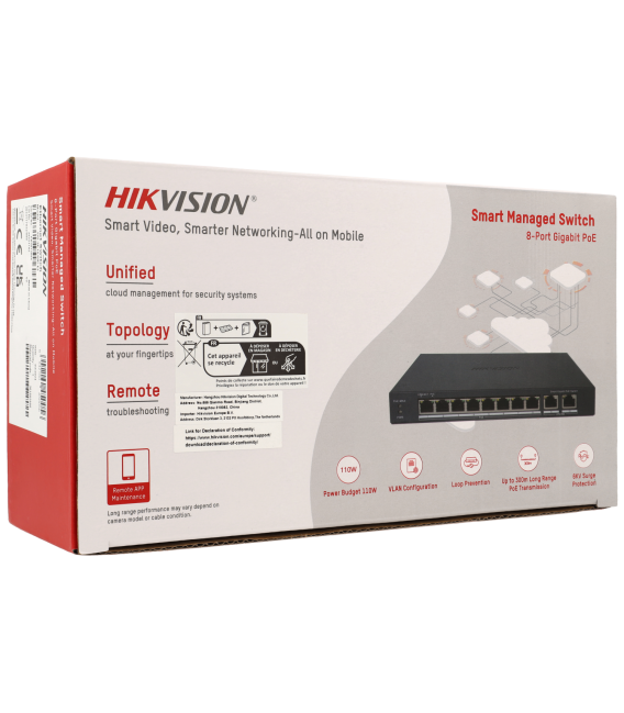 Switch cloud HIKVISION PRO 10 ports avec 8 ports PoE